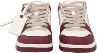Off-white Bordeaux Low-Top Textured Leather Sneakers