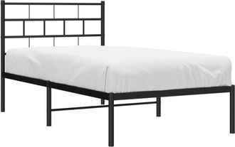 vidaXL Metal Bed Frame without Mattress with Headboard Black 100x190cm Vidaxl