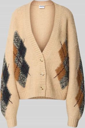 Jake*s Casual Strickjacke mit V-Ausschnitt in Ecru, Größe XXL