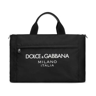 Dolce & Gabbana Nylon Holdall met Rubberlogo - Heren - Shoppers - Zwart - ONE Size - Nylon - Tassen