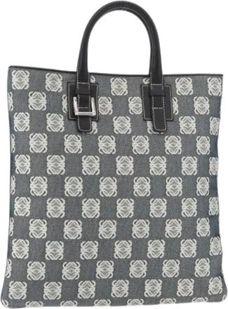 Loewe Pre-owned Tote Bags, female, Blue, Size: ONE SIZE Pre-owned Canvas Tote Bag