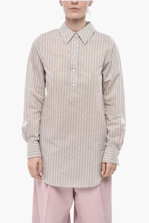 Dries Van Noten Cotton-Blend Blouse CORSA Hairline Pattern size Xs