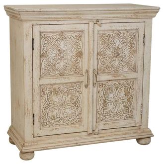 Wanderlust Deco Recibidor De Madera Tallada Acabado Artesanal 90x40x90h Cm