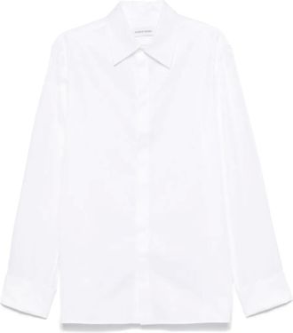 Marine Serre Camicia in popeline con motivo jacquard - Bianco