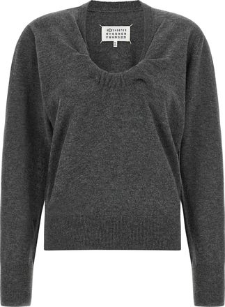 Maison Margiela Gray Virgin Wool Womens Cardigan