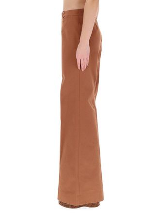 Chlo&eacute; High-Waisted Flared Trousers - Brown