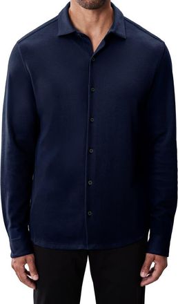 Robert Barakett Milo Knit Button-Up Shirt in Dark Caspian at Nordstrom, Size Xx-Large