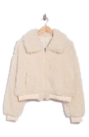 Blank NYC Faux Shearling Bomber Jacket in Frosted Vanilla at Nordstrom Rack, Size X-Small