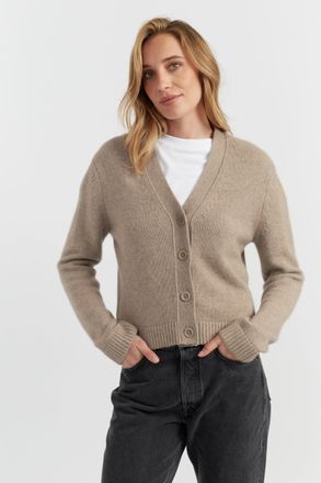 Chinti and Parker Warm-Oatmeal Pure Cashmere Cardigan