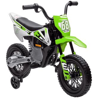 OEM Moto El&eacute;ctrica Para Ni&ntilde;os De +3 A&ntilde;os Con Bater&iacute;a 12v M&uacute;sica Y Ruedas Auxiliares Carga 30 Kg Verde