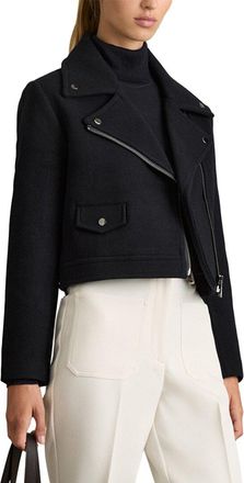 Reiss Arlow Cropped Wool-Blend Biker Jacket