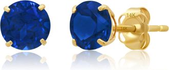 MAX + STONE 14k Yellow or White Gold 6mm Round Solitaire Gemstone Stud Earrings