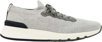 Brunello Cucinelli Schoenen, Heren, Zwart, 43 EU, Knit Low Top Sneakers