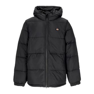 Dickies Zwarte gewatteerde jas met capuchon waterafstotend - Heren - Winterjassen - Zwart - L - Polyester - Jassen