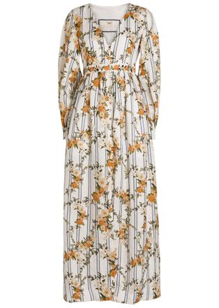 Agua Bendita Frambuesa Floral-print Linen Maxi Dress - Multicoloured - L (UK12)