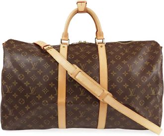 Louis Vuitton Borsa da viaggio Keepall Bandouliere 55 con monogramma 2003 - Marrone