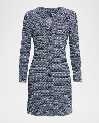 Misook x Lani Lynn Cutout Button-Down Tweed Mini Dress
