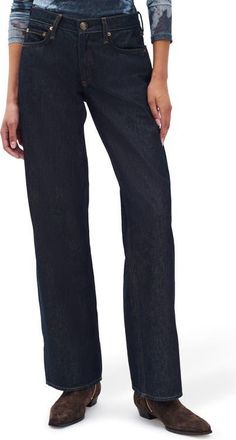 Rag & Bone Saige Low Rise Relaxed Straight Leg Jeans in Twirinse at Nordstrom, Size 26