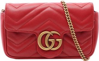 Gucci Pre-owned Gucci Mini GG Marmont Matelasse Leather Flap Crossbody Ladies GBJ3VP0XV6VXMKBG