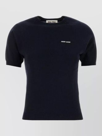 Miu Miu wool crew neck sweater short sleeves