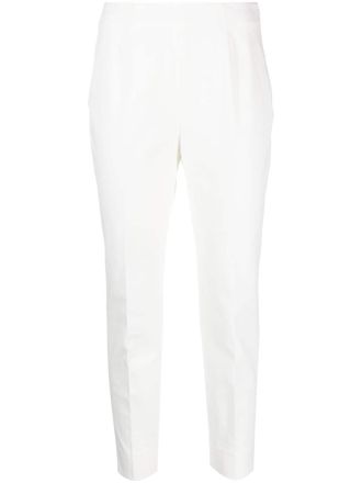 PESERICO cropped tapered-leg trousers - women - Elastane/Cotton - 38 - White