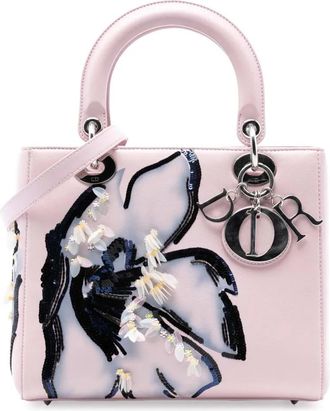 Dior Borsa a tracolla Lady Dior media in pelle di vitello con strass 2015 - Rosa