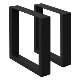 ECD Germany 2x patas de mesa industrial 40 x 43 cm acero negro perfiles cuadradros