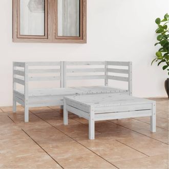 vidaXL Juego De Muebles De Jard&iacute;n 3 Pzas Madera Maciza De Pino Blanco Vidaxl