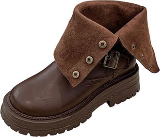 Generic Brown Women Casual Thick Soled Boots British Style Two Way Short Boots Fall Winter Design