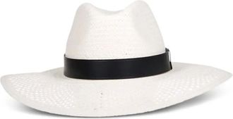 Max Mara Geperforeerde hoed met leren band - Wit