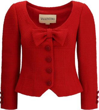 Valentino Short Jacket In Plain Wool Tweed