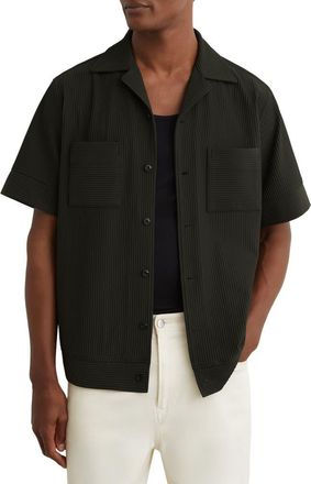 Reiss Odessa Rib Camp Shirt in Green at Nordstrom, Size Xx-Large
