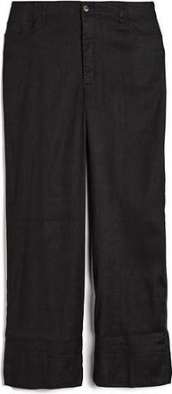 NYDJ Plus Size Five-Pocket Wide Leg Trouser Pants Womens Clothing Black : 14W 32, Linen/Viscose