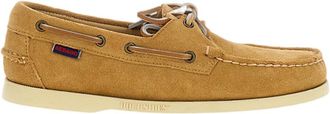 Sebago Beige Leather and Suede Boat Shoes with 360&deg; Lacing