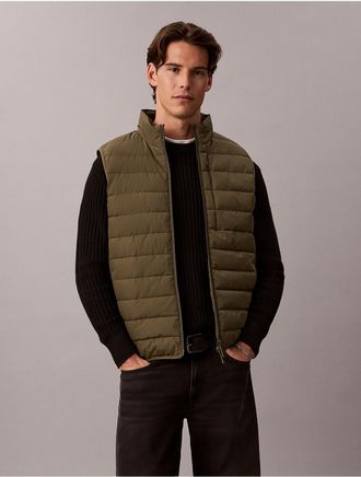 Calvin Klein Jeans Calvin Klein Mens Lightweight Ripstop Packable Puffer Vest - Green - 2XL