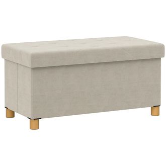 OEM Banco Almacenaje Capacidad De 67 L 76x38x38 Cm Tapizado En Terciopelo Carga 120 Kg Para Sala De Estar Dormitorio Crema