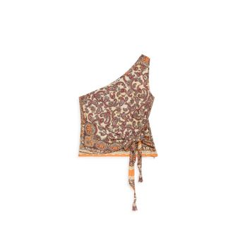 Maliparmi Sleeveless Tops, female, Beige, Size: 2XL Sunset Paisley Top