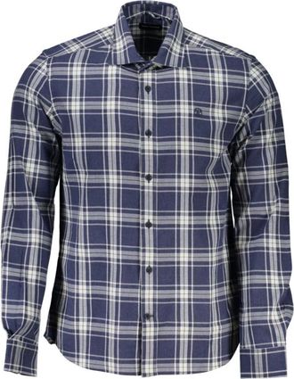 North Sails Blauw Geruit Overhemd met Lange Mouwen - Heren - Casual Overhemden - Blauw - XL - Katoen - Overhemden