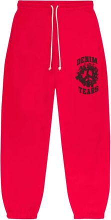 Denim Tears logo-print cuffed track pants - Red