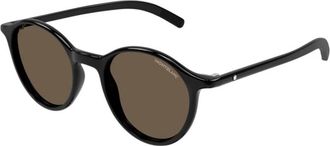 Montblanc Zwart Bruin Zonnebril Mb 0324S 001 - Heren - Zonnebrillen - Zwart - 50 MM - Accessoires