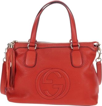 Gucci Soho Convertible Soft Top Handle Leather Orange Leather Handbag (Pre-Owned)