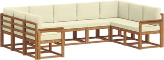 vidaXL Conjunto De Sof&aacute;s De Exterior 9 Uds. Natural Y Crema Vidaxl