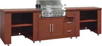 Oviala Cocina exterior de 3 piezas con barbacoa de obra