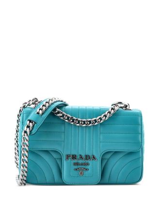 Prada Chain Flap Diagramme Quilted Leather Small shoulder bag - women - Calf Leather/Leather - One Size - Blue
