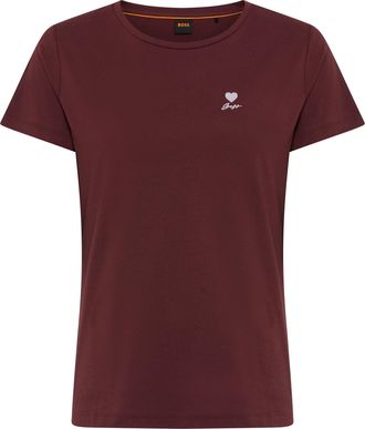 Boss Orange by Hugo Boss T-Shirt BOSS ORANGE Elove Premium Damenmode, Damen, Gr. XL (42), schwarz braun 204, Single Jersey, Obermaterial: 100% Baumwolle, bedruckt, unifarben, 