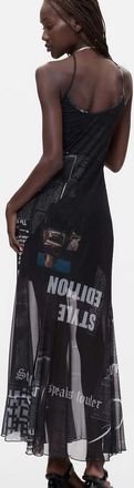 Desigual vestito con spalline stampato nero-Bianco
