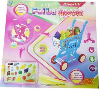Trade Shop Trade Shop - Carrello Spesa 40 Prodotti Market 43x33x16 Cm Verdura Frutta Latte Gioco Bambini
