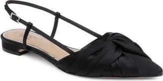 Badgley Mischka Zarah Pointed Toe Slingback Flat in Black Satin at Nordstrom, Size 8.5