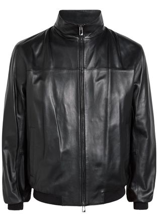 Emporio Armani High-neck Leather Jacket - Black - 46 (UK36 / S)