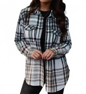 Panache Bleach Dipped Plaid Flannel Shirt In White/black